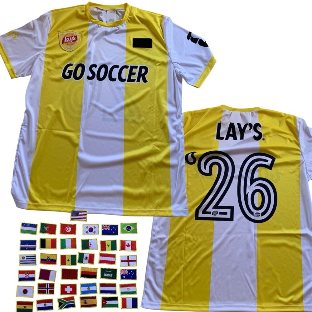 FIFA World Cup 2026 Limited Edition Lays Promo Soccer Jersey 37 Flag Patches L